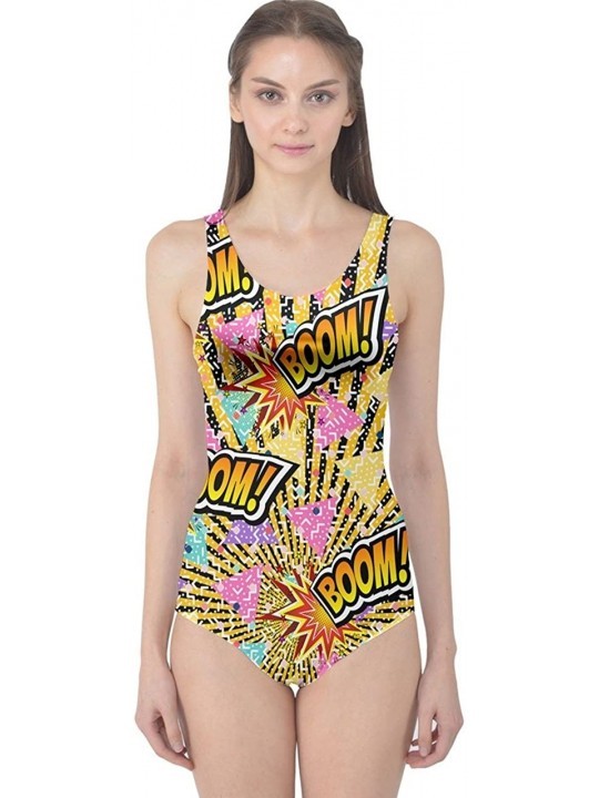 One-Pieces Womens Summer Vacation Holiday Pineapple Pop Art Lips Rock Triangles One Piece Swimsuit- X- Colorful Boom - CV18AY...