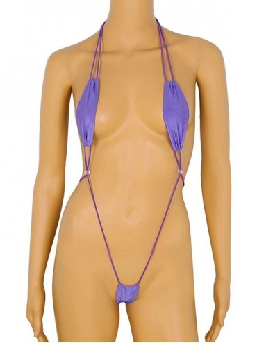 Sets Women Sexy Slingshot Teardrop Mini Bikini G-String Weeny Thongs Underwear - Purple - CQ18HC2AZKK $15.79