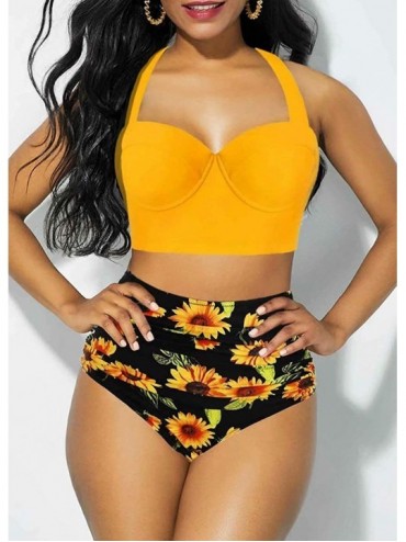 One-Pieces Womens Printed Two Piece Swimsuits Tankini Tops Boyshort Bottom - Color-28 - CU190WSADMS $27.39