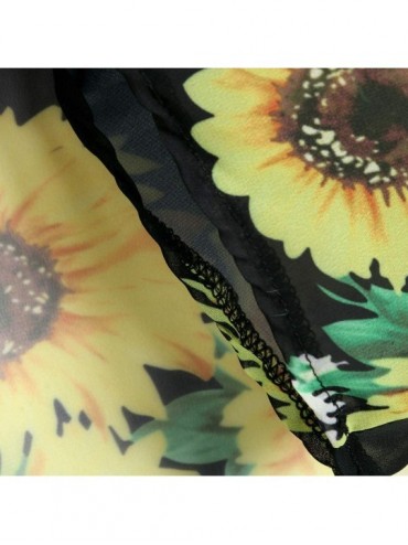 Cover-Ups Women Beach Tops Print Sunflower Swimwear Cardigan Swimsuit Bikini Cover Up Loose Fitting Bat Wing Plain Shirts Bla...