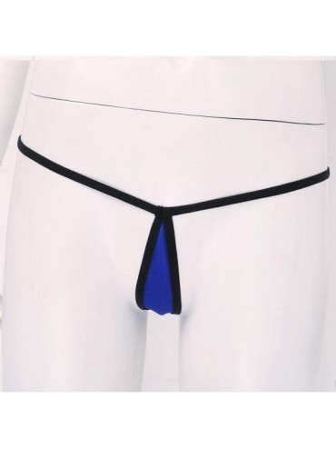 Sets Womens Self-tie Bandeau Tube Bra Top with G-String Micro Bikini Lingerie Swimwear - Royal Blue 2 - CR19CD2DD2X $17.76