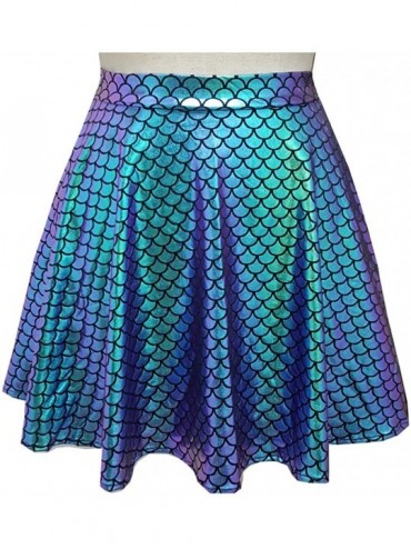 Tankinis Rave Bottoms Outfits Iridescent Mermaid Party Supplies Holographic High Waisted Flare Skater Skirt - 369gmd - CN18I8...