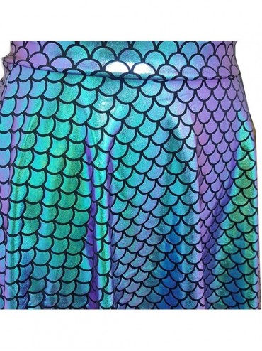 Tankinis Rave Bottoms Outfits Iridescent Mermaid Party Supplies Holographic High Waisted Flare Skater Skirt - 369gmd - CN18I8...