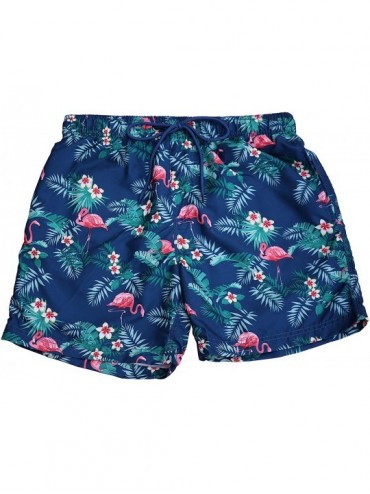 Trunks Men's 6" Fashion Swim Shorts with Zipper Pocket -Flamingo - Navy - CH18SNCIYKN $33.26