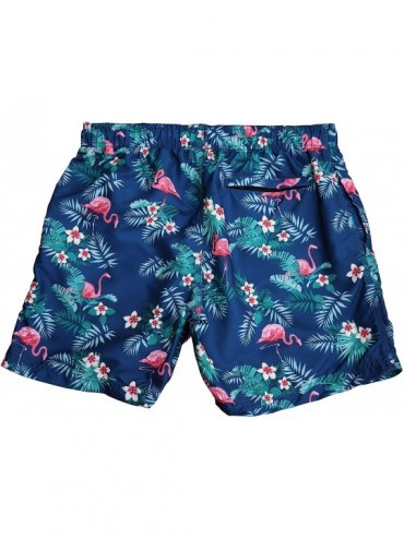 Trunks Men's 6" Fashion Swim Shorts with Zipper Pocket -Flamingo - Navy - CH18SNCIYKN $18.43