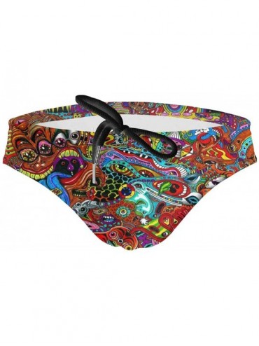 Briefs Mens Abstract Monster Psychedelic Eyes Swim Briefs Swimsuit Bikini Low Rise Bathing Suits for Swimming Pool Beach - Bl...
