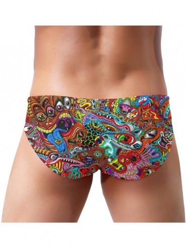 Briefs Mens Abstract Monster Psychedelic Eyes Swim Briefs Swimsuit Bikini Low Rise Bathing Suits for Swimming Pool Beach - Bl...