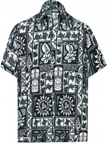 Cover-Ups Men's Pool Front Pocket Short Sleeve Hawaiian Shirt - Halloween Black_w324 - CE125VO7G0X $21.77