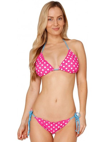 Tops Fashion Bikini Sets Triangle Bathing Suits Halter String Swimsuit Summer Beachwear - Pink Dots - C218093ECZU $26.06