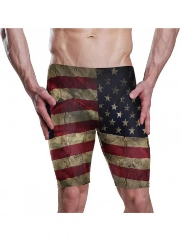 Racing Mens American Flag Paper Jammer Quick Dry Sport Swim Suit Swim Trunks - White - C218SGNZ5RR $68.66
