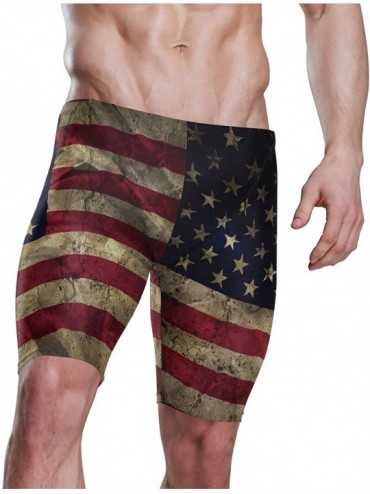 Racing Mens American Flag Paper Jammer Quick Dry Sport Swim Suit Swim Trunks - White - C218SGNZ5RR $36.68