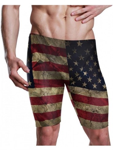 Racing Mens American Flag Paper Jammer Quick Dry Sport Swim Suit Swim Trunks - White - C218SGNZ5RR $36.68