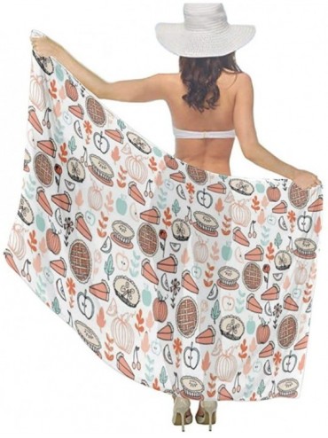Cover-Ups Women Chiffon Scarf Sunscreen Shawl Wrap Swimsuit Cover Up Beach Sarongs - New Baking Food Pies - CC19C45W7LU $45.68