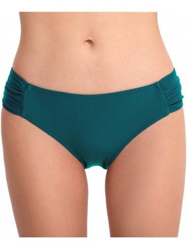 Bottoms Womens Retro Ruched Bikini Brief Bottoms Hipster Swim Bottoms - Green - CD18O7I9CK6 $33.10