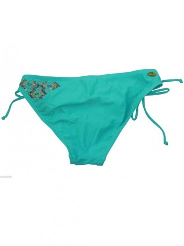 Bottoms Juniors Women's Beaded Side-Tie Bikini Bottom - Blue - CS11POLQZO7 $15.77