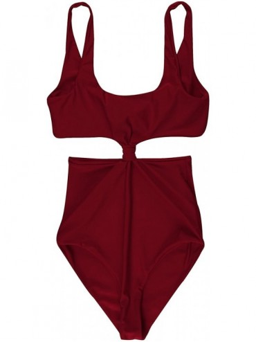 Racing Women's Deep V Padded Backless High Cut Leotard One Piece Swimsuits Bathing Suits - Wine Red - B - CJ185U97IYZ $17.65
