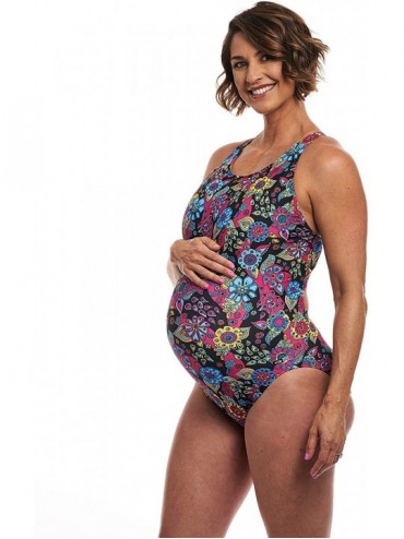Racing Performance One Piece Harmony Lap Swimming Maternity Suit - Rio Floral - CB18CHY26Q6 $76.18