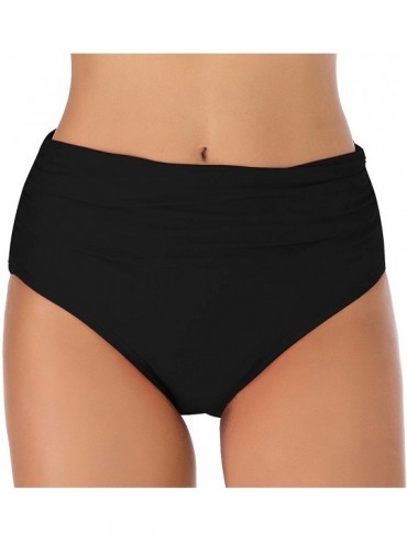 Board Shorts Women's Ruched High Waisted Bikini Bottom Tummy Control Swim Short Tankini - Black5 - C719885O4M3 $33.81