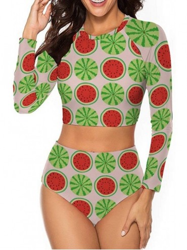 Rash Guards Watermelon Hot One-Piece Beach Crop Bathing Suit Full Coverage Trim Top for Girls - Style1-8 - CL19DI46TAR $49.00