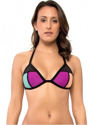 Tops Women's Love Molded Cup Push Up Triangle Bikini Top Swimsuit - Bounce Magnolia - CB1868Z5XHE $62.70