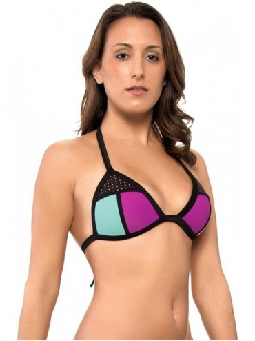 Tops Women's Love Molded Cup Push Up Triangle Bikini Top Swimsuit - Bounce Magnolia - CB1868Z5XHE $39.29