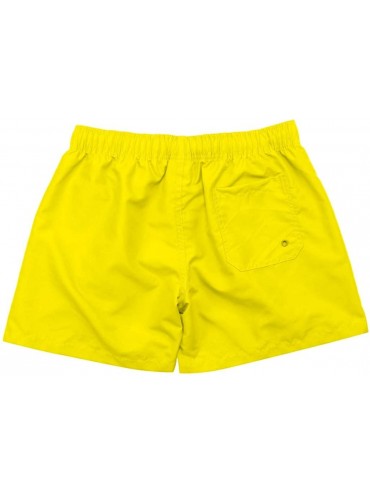Board Shorts Men Beach Shorts Pure Color Splice Stripe Beach Swimming Trunks Board Swimsuit Shorts - Yellow - CT18OSR5M4C $11.77