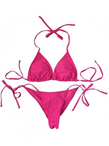 Racing Women's Mini Fashion Elegant Inspired Swimsuit Bikini Top Bottom - Pink - CY129UFTEDV $34.10