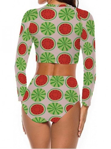 Rash Guards Watermelon Hot One-Piece Beach Crop Bathing Suit Full Coverage Trim Top for Girls - Style1-8 - CL19DI46TAR $32.24
