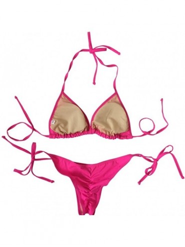 Racing Women's Mini Fashion Elegant Inspired Swimsuit Bikini Top Bottom - Pink - CY129UFTEDV $19.55
