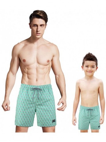 Trunks Father and Son Swim Trunks Family Matching Beachwear Swimsuits One-Piece Graphic with Pocket Mesh Lining - Flamingo-mi...