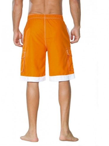 Trunks Men's Swim Trunks Classic Lightweight Board Shorts with Lining - Orange and White - CV18E59YNK4 $14.78