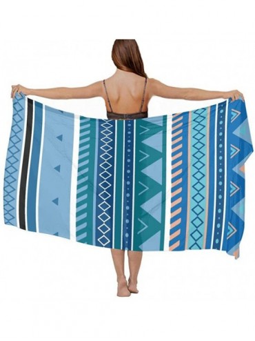 Cover-Ups Women Fahion Swimsuit Bikini Cover Up Sarong- Party Wedding Shawl Wrap - Aztec Stripe Pattern Blue - CN19C4N9H9M $4...