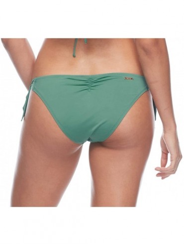 Bottoms Women's Sash Tie Side Med Bikini Bottom Swimwear - Peace Green - C318Z05XHWE $24.45