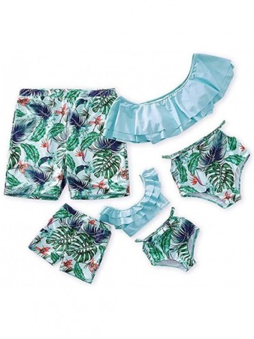 Racing Family Matching Swimwear Two Pieces Bikini Set 2020 Newest Printed Ruffles Mommy and Me Bathing Suits - Green - CL1968...