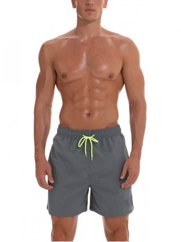 Board Shorts Men's Quick Dry Swim Trunks with Mesh Lining Beach Shorts Boardshorts Swim Shorts 3 Pockets - Grey - CZ18TR6XC8M...