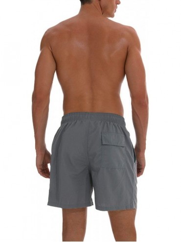 Board Shorts Men's Quick Dry Swim Trunks with Mesh Lining Beach Shorts Boardshorts Swim Shorts 3 Pockets - Grey - CZ18TR6XC8M...