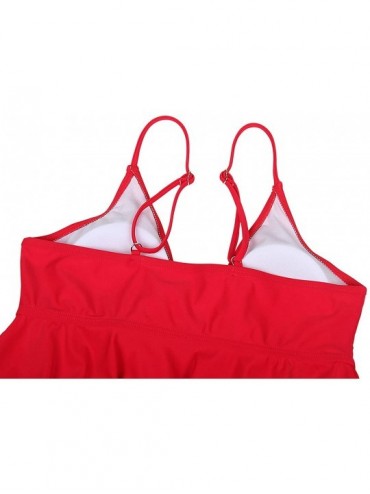 Sets Womens Bathing Suits High Waisted Swimsuits Two Piece Bikini Set Tummy Control Bottom Flounce Falbala Swimwear Red 346 -...