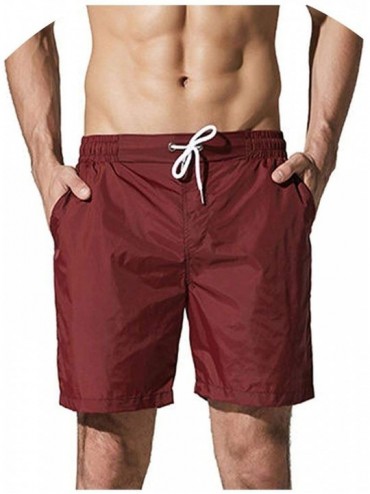 Racing Swimwear Mens Swimming Shorts for Men Swimsuit Quick Dry Swim Trunks - Wine Red - CZ18SHDQROA $72.05
