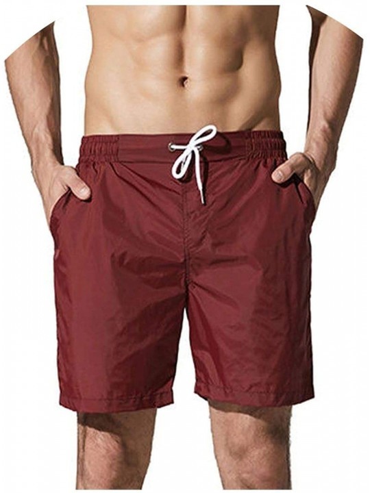 Racing Swimwear Mens Swimming Shorts for Men Swimsuit Quick Dry Swim Trunks - Wine Red - CZ18SHDQROA $33.90