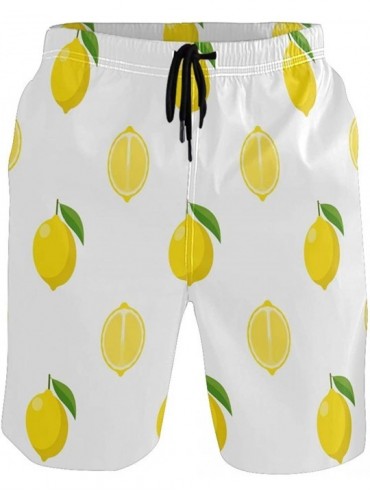 Trunks Lemons Swim Trunks Men Long Elastic Quick Dry Drawstring Swimwear Mesh Lining S-XXL - C418WSK2DAL $47.97