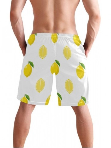 Trunks Lemons Swim Trunks Men Long Elastic Quick Dry Drawstring Swimwear Mesh Lining S-XXL - C418WSK2DAL $17.79