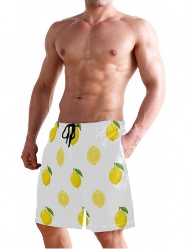 Trunks Lemons Swim Trunks Men Long Elastic Quick Dry Drawstring Swimwear Mesh Lining S-XXL - C418WSK2DAL $17.79