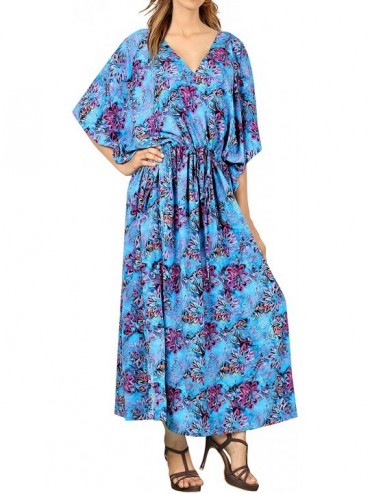 Cover-Ups Women's One Size Kaftan Wedding Dresses Sleepwear Cover Ups Drawstring - Blue_i162 - CI12NSAMXBP $42.74