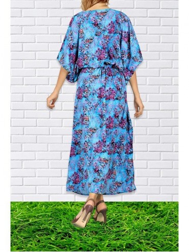 Cover-Ups Women's One Size Kaftan Wedding Dresses Sleepwear Cover Ups Drawstring - Blue_i162 - CI12NSAMXBP $25.53
