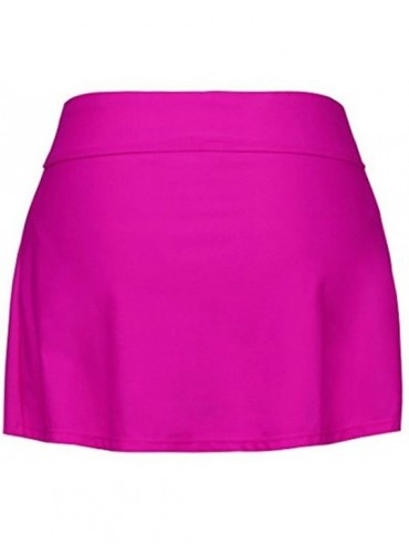 Bottoms Women's Swim Skirt Solid Color Waistband Swimsuit Skort Bikini Swimsuit Swimwear Bottom - Rosy - CE1807OM9EW $20.23