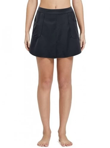 Tankinis Women's Slit Side Quick Drying Swim Skirt with Pockets - Black - CM18O2KIGX2 $33.86