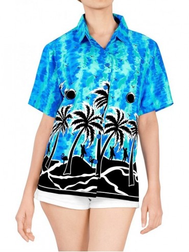 Cover-Ups Women's Plus Size Summer Tropical Hawaiian Beach Shirt Swimwear Printed - Blue_x99 - CV1836KX50Q $33.55