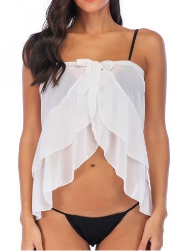 Cover-Ups Women's Sarong Beach Skirt Cover Up Chiffon Wrap Beach Swimsuit Short Ruffle Pareo Beach Wrap for Bikini Dark White...