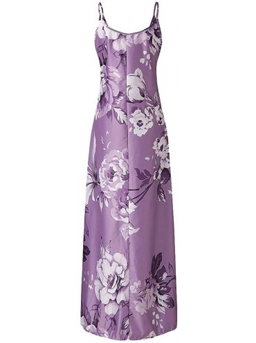 Cover-Ups Women's Casual Loose T-Shirt Dress Summer Floor-Length Beach Long Dress - H-purple - CH190Z6LXEA $16.95