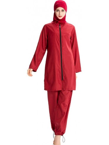 One-Pieces Women Muslim Bathing Suit with Cap Muslim Islamic Burkini Swimwear Swimsuit CapsA - C818SHKKAQQ $74.23